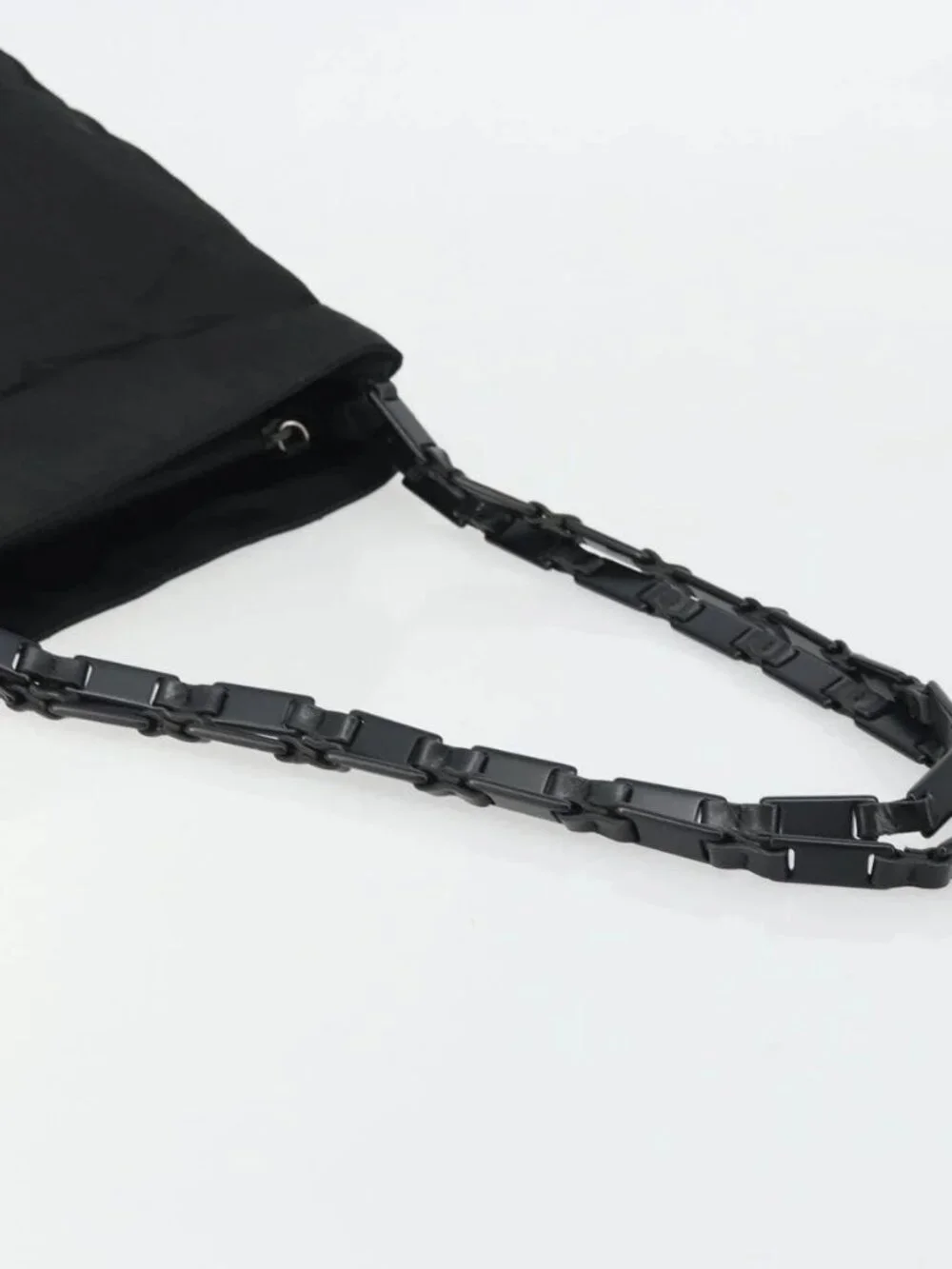PRADA Plastic Chain Tote Bag Nylon Black Silver Auth 175266
